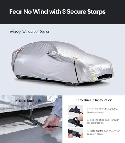 Wigoo Tesla Model Y Car Cover Accessories (2020–2026), Custom Fit All-Weather Outdoor, Waterproof UV Sun & Heat Protection, Ventilated Design, Windproof, Smooth Paint-Safe Lining, Charging Port Zipper - size: for Tesla Model Y (2020-2026)