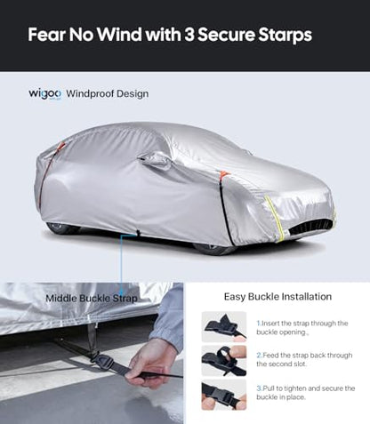 Wigoo Tesla Model X Car Cover Accessories 2015-2026, Custom Fit Waterproof All Weather Outdoor Full Car Cover, Windproof UV Rain Snow Dust Protection, Door Zipper, Charging Port, Ventilated Mesh - size: For Model X (2015-2026)