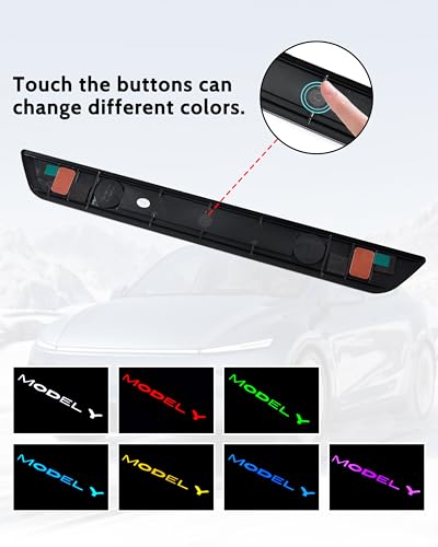 KEWISAUTO Door Sill Cover Protector with LED Light for Model Y, Pedal Pathway Lights Door Welcome Courtesy Pedal Mood Light for 2020-2024 Tesla Model Y Accessories (Carbon Fiber Style) - 4PCS