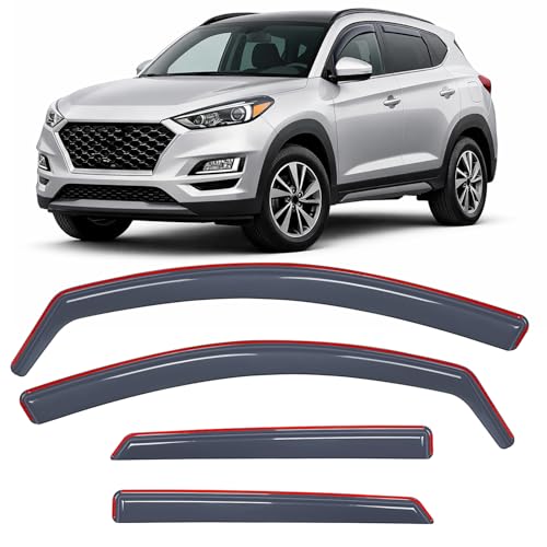 Nilight in-Channel Rain Guards for Hyundai Tucson 2016 2017 2018 2019 2020, Fits Gas Model Only Not Fits Hybrid/Electric Versions, Light Smoky Blue Window Visor, Fresh Air Ventilation, 4PCS - color: Hyundai Tucson 2016-2020