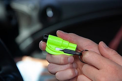 RESQME The Original Emergency Keychain Car Escape Tool, 2-in-1 Seatbelt Cutter and Window Breaker, Made in USA, Family Pack of 3 - Blue, Pink, Yellow -Compact Emergency Hammer - color: Blue, Pink, Yellow