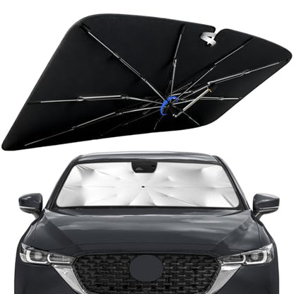 Windshield Sun Shade for Mazda CX-5 2017-2026 with 360° Rotating Shaft, Custom Fit Umbrella Sunshade for UV Blocking, Interior Heat Protection, Easy Storage - size: Fit for Mazda CX-5 2017-2026