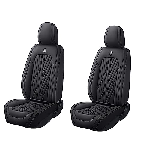 Universal Fit Waterproof Breathable Nappa Leather Automotive Vehicle Car Seat Covers Set Cushion Protector for Sedan SUV - color: Black, size: Front 2 Seats