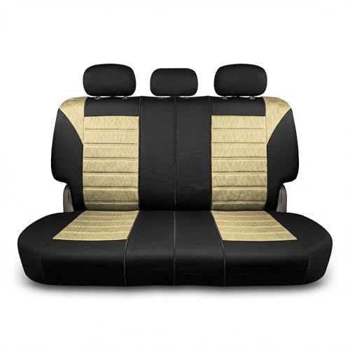 FH Group Automotive Car Seat Covers Rear Set Premium 3D Air Mesh Seat Covers, Airbag Compatible and Split Bench Cover Universal Fit Interior Accessories for Cars Trucks and SUVs - Beige - color: Beige, size: Rear Set