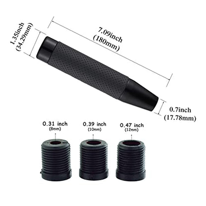 Abfer Weighted Shift Knob Long Stick Gear Shifter Lever Leather Shift Knobs with Adapter for Most Automatic Manual Vehicle Trucks, Black - color: black-1