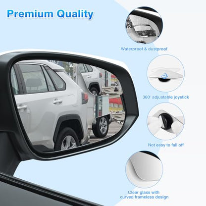 4PCS Blind Spot Mirrors for 2013-2025 Toyota RAV4, 2014-2024 4runner, 2016-2025 Tacoma, HD Glass Frameless Convex Rear View Mirrors, Wide Angle Adjustable Stick for Side Mirror