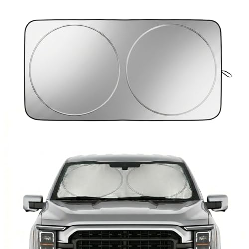 Ford F150 Windshield Sun Shade, Custom Fit Foldable Front Window Sunshade Visor, Blocks UV Rays and Heat, Keeps Interior Cooler, Fits 1990–2025 Models - size: for Ford F150 F250 F350 2015-present