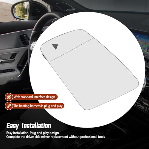 LH Heated Mirror Glass Fit for Mercedes Benz A Class B C Replace A2128102121, with Blind Spot Detection Left Driver Side - size: Left Side