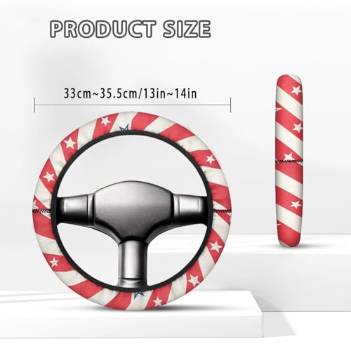 4th of July Car Accessories Steering Wheel Cover Golf Cart Steering Wheel Covers Fits 13 1/2-14 Inch Anti-Slip Sweatproof Odorless Comfy Steering Wheel Cover Golfer Friends - color: 4th of July Stripe