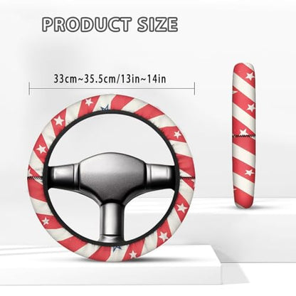 4th of July Car Accessories Steering Wheel Cover Golf Cart Steering Wheel Covers Fits 13 1/2-14 Inch Anti-Slip Sweatproof Odorless Comfy Steering Wheel Cover Golfer Friends - color: 4th of July Stripe