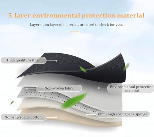 Custom Luxury Car Floor Mats Suitable for All Sedans, Sports Cars,SUV, Business Vehicles, Trucks, Waterproof and Anti Slip Fully Covered Leather Floor Mats (Beige and Black)