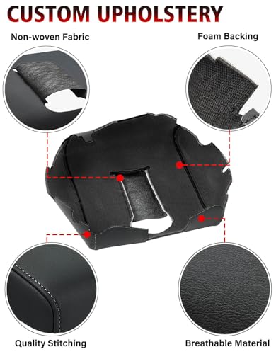 KBH Auto Center Console Armrest Cover Replacement for Chevrolet Silverado & GMC Sierra 1500 2500 3500 2014-2018, Vinyl Leather Middle Console Lid Upholstery, Split Bench Jump Seat (Black-Gray Stitch) - color: Black-Gray Stitch, size: Jump Seat Console, Si