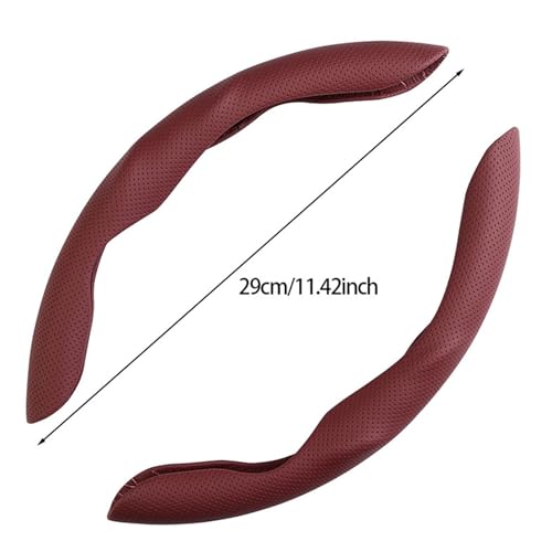 Car Steering Wheel Cover, Nappa Leather, Segmented, Anti-Slip, Odorless, Breathable, for General Motors, 14-15inch (Red) - color: Red