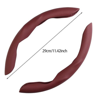 Car Steering Wheel Cover, Nappa Leather, Segmented, Anti-Slip, Odorless, Breathable, for General Motors, 14-15inch (Red) - color: Red