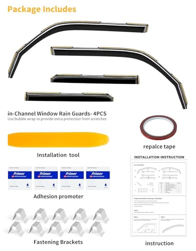 in-Channel Window Rain Guards Fit for Toyota 4Runner 2010-2024 Extra Durable Window Visors Window Deflectors Vent Visors Vent Shades Car Accessories-4 pcs 2-Q09 - size: Fit for 2010-2024 Toyota 4Runner
