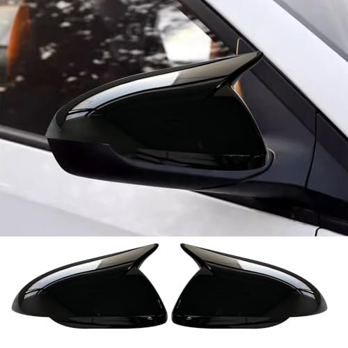Compatible with Hyundai Elantra 2017 2018 2019 2020 without Turn Signal Accessories Car Exterior Ox Horn Design Door Side Rearview Mirror Guard Cover Trim Caps - Glossy Black Style 2PCS - color: Glossy Black, size: For Elantra 2017-2020 without Turn Signa