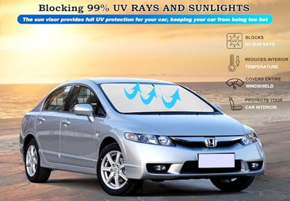 Windshield Sun Shade for Honda Civic 2006 2007 2008 2009 2010 2011, Front Window Shade Sun Visor Protector Honda Civic Accessories Foldable Sunshade Blocks UV Rays Keeps Your Car Cooler - size: for Civic 2006-2011
