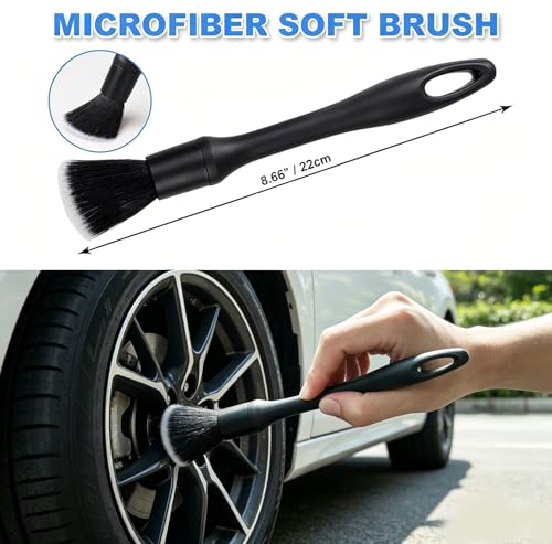 Automobile Wheel Cleaning Brushes Set, Ultra Soft Boars Hair Car Brushes, Car Cleaning Supplies Kit, Car Dust Brush, Car Accessories for Truck, SUV
