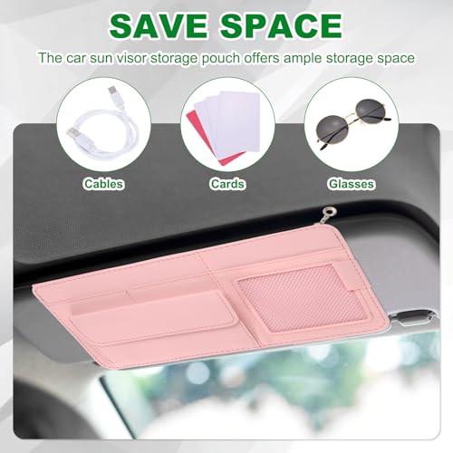PATIKIL 1Pcs Car Sun Visor Organizer, 12.8 x 6.5Inch PU Leather Vehicle Storage Pouch Holder for Sunglasses Card Pen Driver License Car Accessories, Black