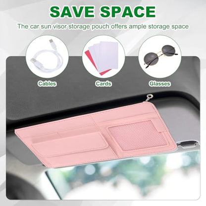 PATIKIL 1Pcs Car Sun Visor Organizer, 12.8 x 6.5Inch PU Leather Vehicle Storage Pouch Holder for Sunglasses Card Pen Driver License Car Accessories, Black