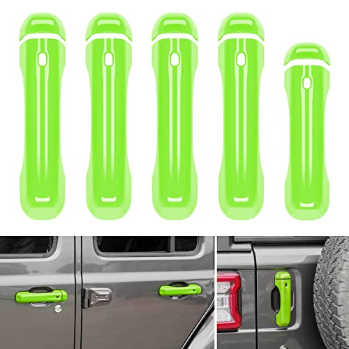 CheroCar Light Green Carbon Fiber Door Handle Cover Trim Tailgate Handle Cover Kit Fit for 2018-2026 Jeep Wrangler JL JLU 4xe & Gladiator JT Sports Sahara Freedom Rubicon 2/4-Door Exterior Accessories - color: Light Green, size: Solid Design