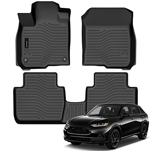Auxko All Weather Floor Mats Fits for Honda HR-V Include Hybrid 2023 2024 2025 2026 TPE Rubber Liners All Season Guard Odorless Anti-Slip Mats for 1st & 2nd Row - size: hrv|2023-2026|floor mats