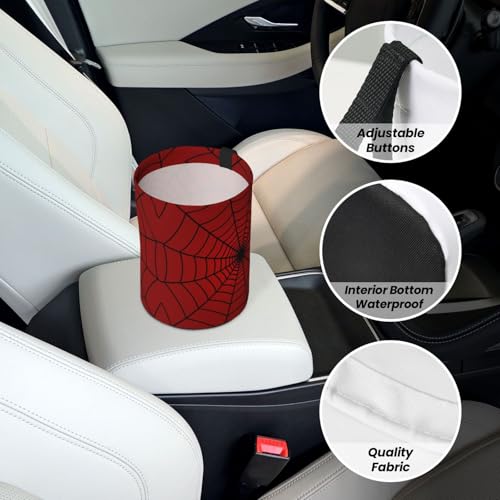 Red Spider Web Car Trash Can Small Portable Car Garbage Bag for Back Front Seat RV's Camping Accessories - color: Red Spider Web