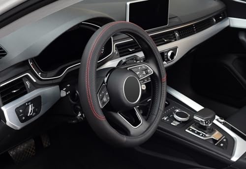 LABBYWAY Steering Wheel Cover, Universal Fit 15 Inch Microfiber Leather Car Wheel Protector, Anti-Slip, Black - color: black