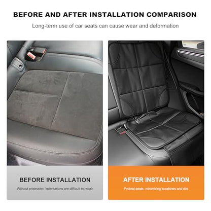 Car Seat Protection Pad, Waterproof 600D Fabric Auto Seat Cover with Thick Padding & Storage Pockets, Anti-Slip Large Protective Cover Mat for Most Vehicle Front Seats (Black) - color: Black