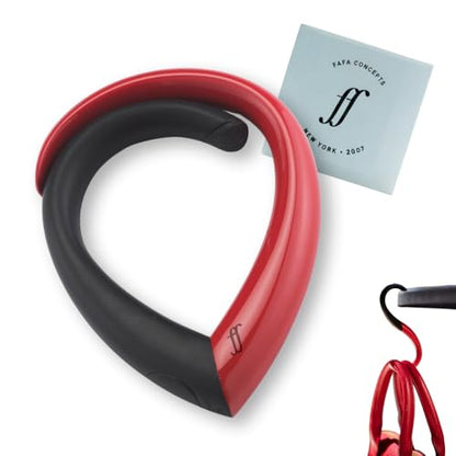 EMBRACE FafaConcepts Purse Hook Hanger – Lightweight, Durable Teardrop S Hooks | Bag Clip Holds 22 lb Bags, Backpacks, Totes | Purse Charms for Women, Men | Onyx & Ruby - color: caviar/ruby