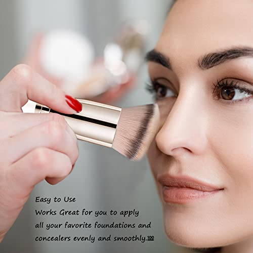 Makeup Brushes Dpolla Pro Foundation Brush and Flawless Concealer Brush Perfect for Any Look Premium Luxe Hair Contour Brush Perfect for Blending Liquid,Buffing,Cream,Sculpting,Mineral Makeup(White) - color: Cream