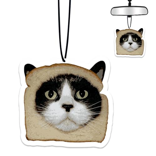 Funny Cat Air Freshener Hanging for Car Scented Ornaments Mirror Cute Car Fresheners Cats Car Accessories Auto Interior Decor Scent Home Bathroom Closet Cat Gifts for Women Men - color: Bread Cat
