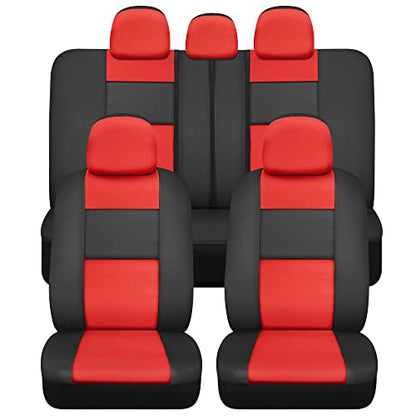 BDK Croc Skin Faux Leather Car Seat Covers, Full Set Red – Universal Fit Design, Airbag Compatible, Front and Back Seat Cover for Cars Trucks Vans and SUVs - color: Red