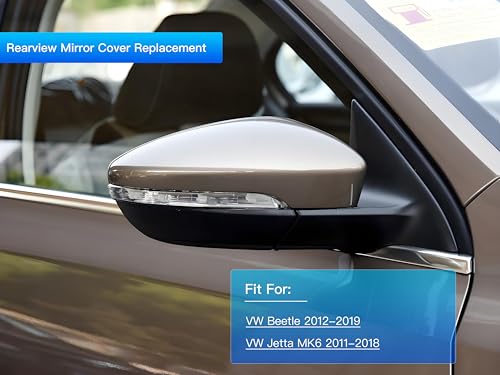 Left Driver Side Mirror Cover Cap Compatible with VW Beetle 2012-2019, Jetta MK6 2011-2018 Brown - size: Left Driver Side