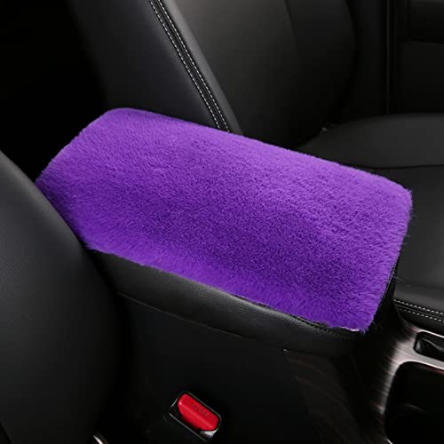 Fluffy Furry Armrest Cover for Car, Auto Center Console Cover Pad Car Soft Console Pad Wool Fur Armrest Seat Box Cover Protector Universal Fit for Most Vehicle, SUV (Purple) - color: Purple