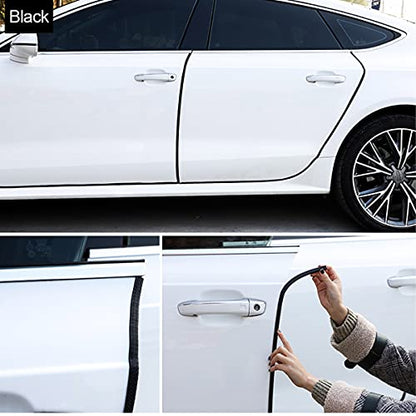 XINLIYA Universal Car Door Edge Guards, 16Ft Rubber Seal Protector U Shape Trim for Most Cars, Aluminum Boat Edge Protection (Black) - color: Black