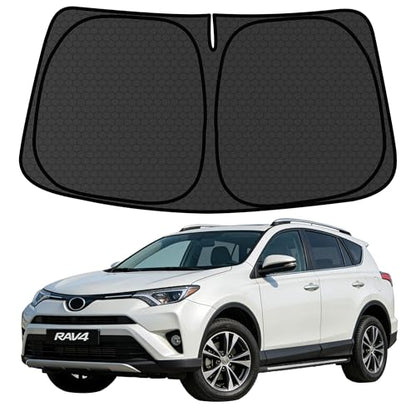 RAV4 Customized Windshield Sun Shade for 2013-2018 RAV4 LE | XLE | Premium | Hybrid | Crossover | Custom Fit Front Window Sunshade Visor Protector Foldable Blocks UV Rays Keep Car Cooler Accessories - size: For RAV4 2013-2018