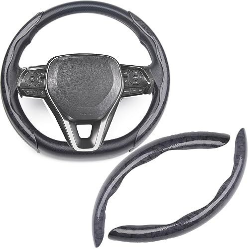 Steering Wheel Cover, Wood Grain Steering Wheel Cover, Car Wheel Cover for Men/Women, Universal Fit for 99% Car Steering Wheel,Steering Wheel Accessories(Wood Grain-Black) - color: Wood grain-Black