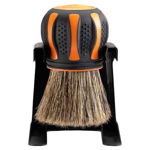 Suds Lab Elite-Bristle Boar’s Hair Car Detailing Brush – Deep Cleaning Car Detail Brush with Stand – Metal-Free, High Absorbency Detailing Tool for Scratch-Free Interior & Exterior - size: Boar Hair