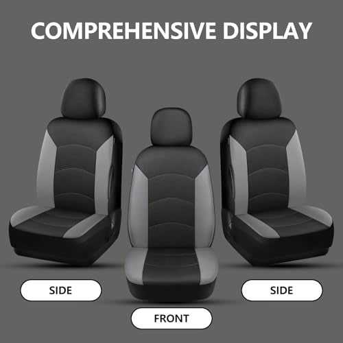 HChengkikz Car Seat Covers Front Seat, Waterproof Neoprene Car Seat Covers, Airbag Compatible, All Season Protection Universal Fit Most Cars, Trucks, SUVs (Black + LightGray) - color: Black Lightgray, size: Two Front