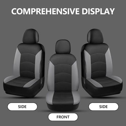 HChengkikz Car Seat Covers Front Seat, Waterproof Neoprene Car Seat Covers, Airbag Compatible, All Season Protection Universal Fit Most Cars, Trucks, SUVs (Black + LightGray) - color: Black Lightgray, size: Two Front