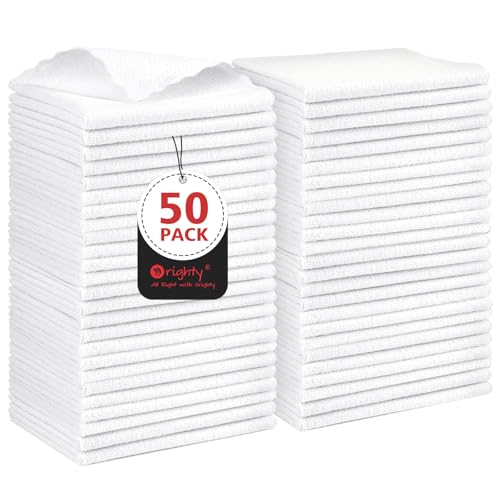 Orighty Cleaning Cloths, Shop Towels 50 Pack, Shop Rags Reusable, Microfiber Cleaning Rags Bulk for Cars, Multi-Purpose Lint Free Towels for Automotive, Mechanic, Kitchen, 11.5’’ x 11.5’’, White - color: White, size: 50 Pack