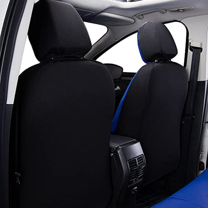 Flying Banner car seat Covers Protects Water Proof Faux Leather Carbon Fiber Fronts Rear Bench Covers (Blue Blue, Full Set - 8PCS) - color: Blue Blue, size: Full Set -- 8pcs