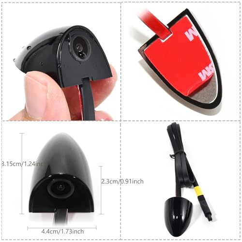 EWAY Car Door Blind Spot Side View Camera, Self-Adhesive Screw-Free, Mini Style, Support Upside Down Flip Image, 92° Angle Blindspot Camera for Pickup Trucks SUVs Vans RVs Trailers - Black