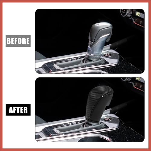 ACROPIX Car Faux Leather Carbon Fiber Black Gear Shift Knob Cover for Nissan Altima 2019-2021 Sentra 2020-2021 Kicks 2018-2021 Versa 2020-2021 Black Line Car Parts