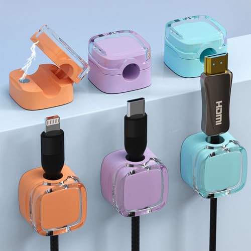 IFNOW 6 Pack Magnetic Cable Clips Cord Organizer Mixed Color Self Adhesive Cord Holder Under Desk Cable Management for Home,Office,Car,Desk,Nightstand - color: Mixed Color, size: 6PCS