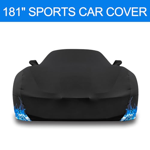 Erato Indoor Car Cover – Elastic Full Coverage Stretch Breathable Dustproof for Underground Garage, Car Show, Flame Pattern, Fits Full-Size Sporty Car up to 193 Inches, Custom-Fit Style,Black - size: XL-Sport Car