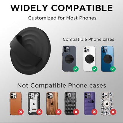 Magnetic Phone Grip Ring Holder, Liquid Silicone Magnet Cell Phone Grip Finger Loop, Compatible with Magsafe, Back of Phone for iPhone 17/16/15/14/13/12 Series, Black - color: Black