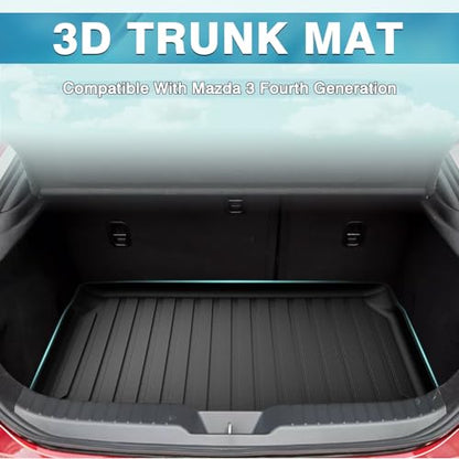 Mixsuper Custom Fit Cargo Liner for 2019-2025 2026 Mazda 3 Hatchback Trunk Liner All Weather Rear Cargo Trunk Mat (Does Not Fit Sedan Models) Black - size: Fit for Mazda 3 Hatchback | 2019-2026
