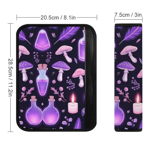 Fashion 2PCS Car Belt Covers, Gothic Magic Witch Witchy Trippy Purple Mushrooms Protect Your Shoulders Car Safety Seat Belt Strap - color: Color359